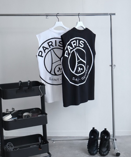 PARIS SAINT-GERMAIN（パリサンジェルマン）の「【Paris Saint-Germain/パリサンジェルマン】ロゴエンブレム ノースリーブカットソー（Tシャツ/カットソー・メンズ・ブラック/ホワイト/スミクロ・M/L/XL）」の5枚目の写真