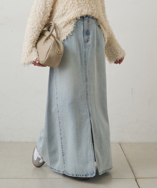 PUAL CE CIN（ピュアルセシン）の「リヨセル混デニムスカート（デニムスカート・レディース・オフホワイト/ブルー/インディゴブルー・FREE）」の3枚目の写真