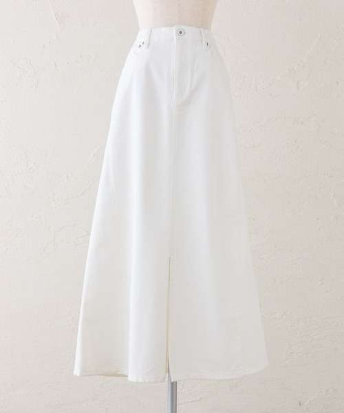 PUAL CE CIN（ピュアルセシン）の「リヨセル混デニムスカート（デニムスカート・レディース・オフホワイト/ブルー/インディゴブルー・FREE）」の10枚目の写真