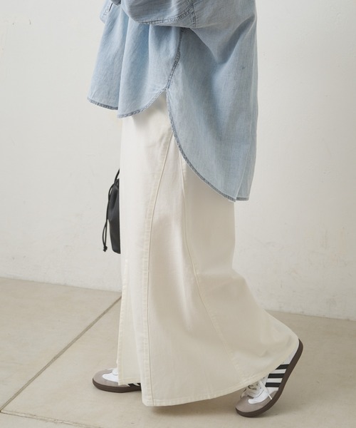 PUAL CE CIN（ピュアルセシン）の「リヨセル混デニムスカート（デニムスカート・レディース・オフホワイト/ブルー/インディゴブルー・FREE）」の5枚目の写真