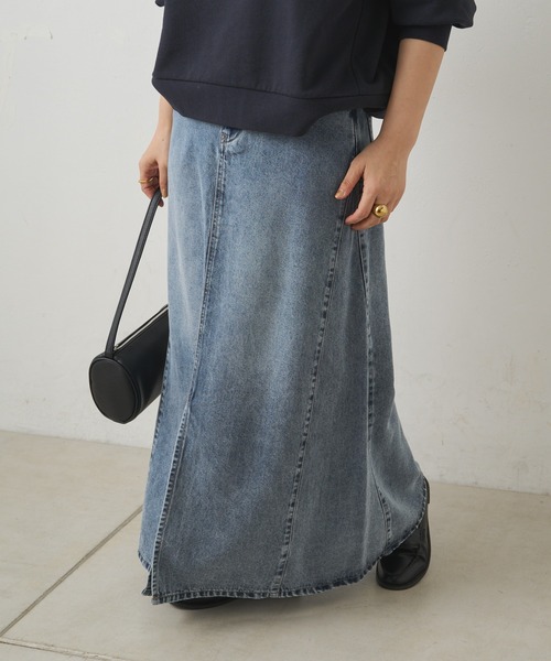 PUAL CE CIN（ピュアルセシン）の「リヨセル混デニムスカート（デニムスカート・レディース・オフホワイト/ブルー/インディゴブルー・FREE）」の18枚目の写真