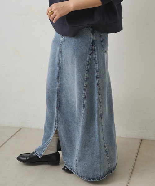 PUAL CE CIN（ピュアルセシン）の「リヨセル混デニムスカート（デニムスカート・レディース・オフホワイト/ブルー/インディゴブルー・FREE）」の19枚目の写真