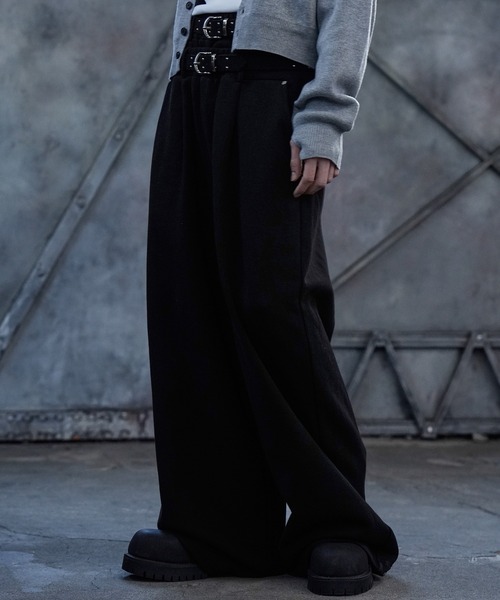 LANDNESS(ランドネス)の「【LANDNESS/ランドネス】DOUBLE WAIST WIDE SWEAT PANTS/ダブルウエストワイドスウェットパンツ(スウェットパンツ・メンズ・アイボリー/ブラック/杢グレー・S/M/L)」の2枚目の写真