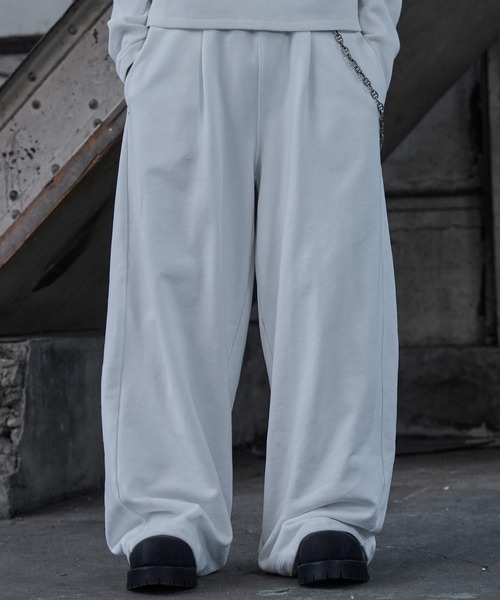 LANDNESS(ランドネス)の「【LANDNESS/ランドネス】DOUBLE WAIST WIDE SWEAT PANTS/ダブルウエストワイドスウェットパンツ(スウェットパンツ・メンズ・アイボリー/ブラック/杢グレー・S/M/L)」の4枚目の写真