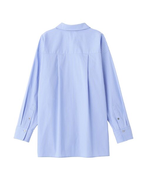YECCA VECCA(イェッカヴェッカ)の「レースヘムロングシャツ(シャツ/ブラウス・レディース・ストライプ/オフホワイト・FREE)」の4枚目の写真
