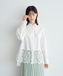 YECCA VECCA | レースヘムロングシャツ(シャツ/ブラウス)