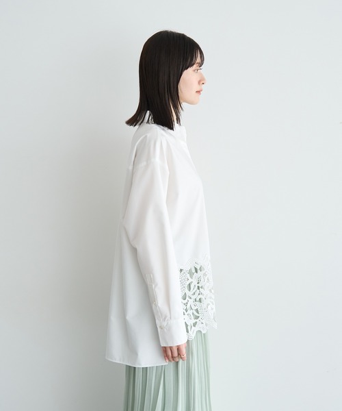 YECCA VECCA（イェッカヴェッカ）の「レースヘムロングシャツ（シャツ/ブラウス・レディース・ストライプ/オフホワイト・FREE）」の22枚目の写真