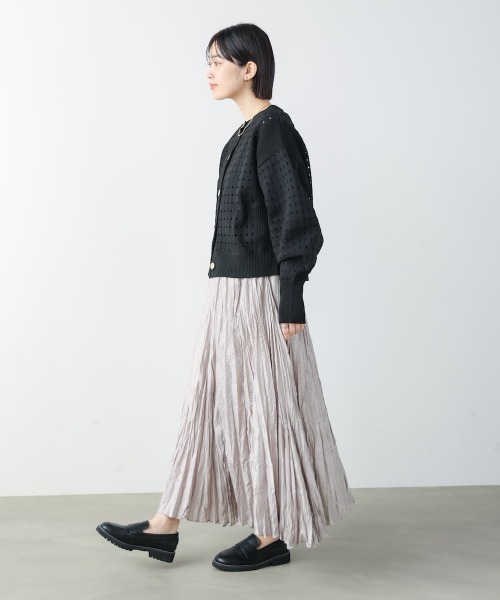 Bou Jeloud（ブージュルード）の「ワッシャーマットサテンスカート（スカート・レディース・チャコールグレー/ホワイト系その他/ライトカーキ・FREE）」の7枚目の写真