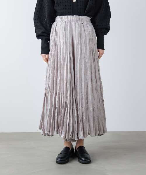 Bou Jeloud（ブージュルード）の「ワッシャーマットサテンスカート（スカート・レディース・チャコールグレー/ホワイト系その他/ライトカーキ・FREE）」の9枚目の写真