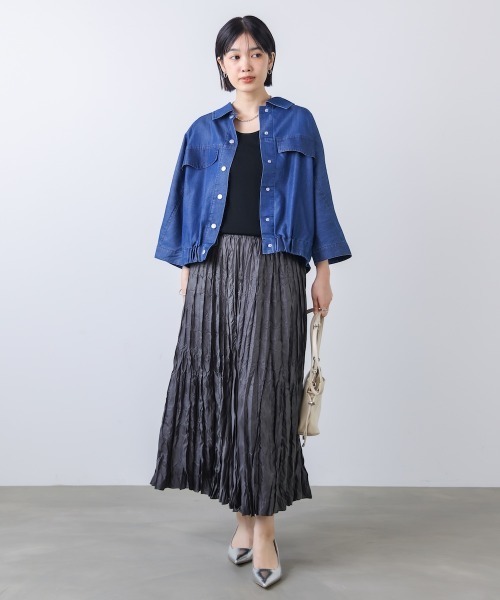 Bou Jeloud（ブージュルード）の「ワッシャーマットサテンスカート（スカート・レディース・チャコールグレー/ホワイト系その他/ライトカーキ・FREE）」の17枚目の写真