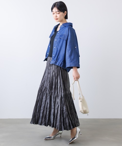 Bou Jeloud（ブージュルード）の「ワッシャーマットサテンスカート（スカート・レディース・チャコールグレー/ホワイト系その他/ライトカーキ・FREE）」の19枚目の写真