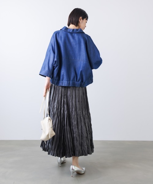 Bou Jeloud（ブージュルード）の「ワッシャーマットサテンスカート（スカート・レディース・チャコールグレー/ホワイト系その他/ライトカーキ・FREE）」の21枚目の写真