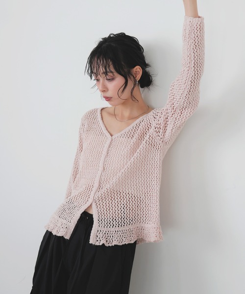LIAN(リアン)の「Vネックメッシュカーディガン(カーディガン/ボレロ・レディース・ピンク/アイボリー/ブラック/グレー・FREE)」の20枚目の写真