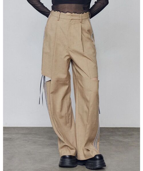 EMODA（エモダ）の「ダブルラインルーズパンツ（その他パンツ・レディース・グレー/ベージュ・SMALL/MEDIUM）」の4枚目の写真