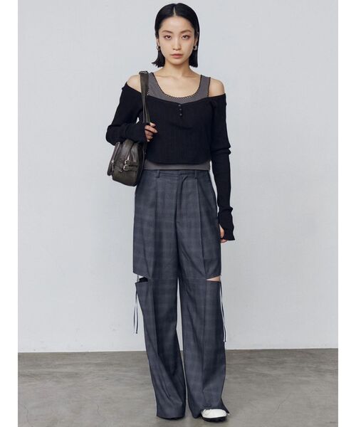 EMODA（エモダ）の「ダブルラインルーズパンツ（その他パンツ・レディース・グレー/ベージュ・SMALL/MEDIUM）」の14枚目の写真