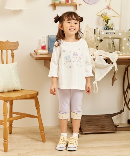 KP(ケーピー)の「mimiちゃんとフレンズ 7分袖Tシャツ 【POMプロテクト加工】(Tシャツ/カットソー・キッズ・ピンク/オフホワイト・90cm/100cm/120cm/130cm/110cm)」の3枚目の写真