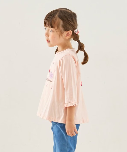 KP(ケーピー)の「mimiちゃんとフレンズ 7分袖Tシャツ 【POMプロテクト加工】(Tシャツ/カットソー・キッズ・ピンク/オフホワイト・90cm/100cm/120cm/130cm/110cm)」の6枚目の写真