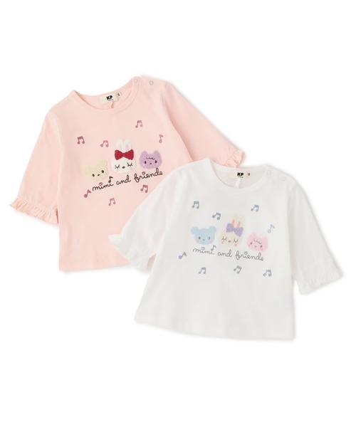 KP(ケーピー)の「mimiちゃんとフレンズ 7分袖Tシャツ 【POMプロテクト加工】(Tシャツ/カットソー・キッズ・ピンク/オフホワイト・90cm/100cm/120cm/130cm/110cm)」の18枚目の写真