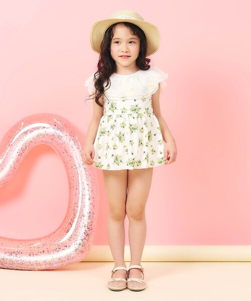 apres les cours（アプレレクール）の「【UVカット】レース・花柄シアーフリルワンピース水着_ジュニア対応（水着・キッズ・サックスブルー/その他3・80/90/100/110/120/130/140）」の5枚目の写真