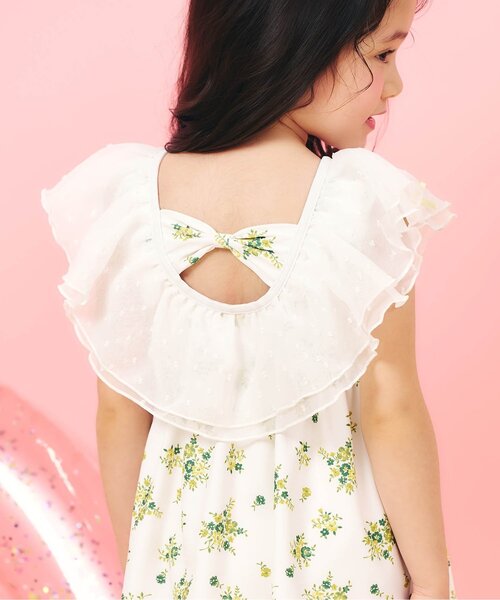 apres les cours（アプレレクール）の「【UVカット】レース・花柄シアーフリルワンピース水着_ジュニア対応（水着・キッズ・サックスブルー/その他3・80/90/100/110/120/130/140）」の7枚目の写真