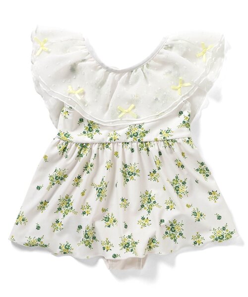 apres les cours（アプレレクール）の「【UVカット】レース・花柄シアーフリルワンピース水着_ジュニア対応（水着・キッズ・サックスブルー/その他3・80/90/100/110/120/130/140）」の3枚目の写真