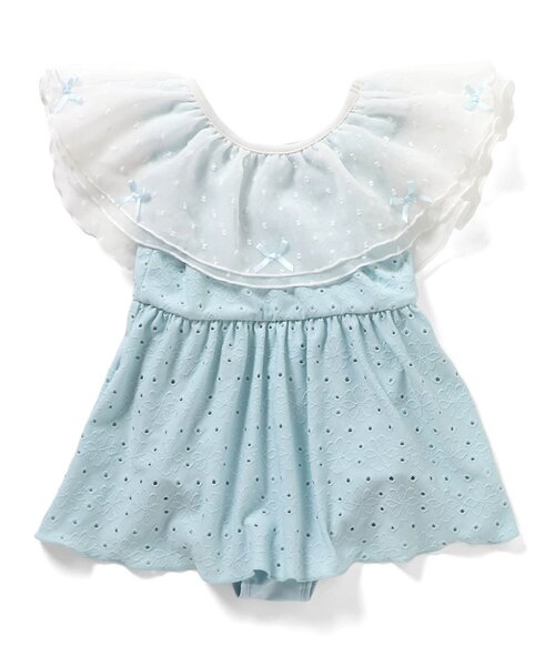 apres les cours（アプレレクール）の「【UVカット】レース・花柄シアーフリルワンピース水着_ジュニア対応（水着・キッズ・サックスブルー/その他3・80/90/100/110/120/130/140）」の11枚目の写真