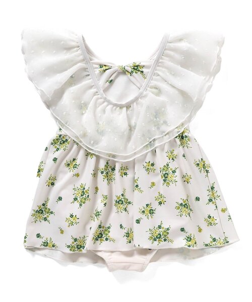 apres les cours（アプレレクール）の「【UVカット】レース・花柄シアーフリルワンピース水着_ジュニア対応（水着・キッズ・サックスブルー/その他3・80/90/100/110/120/130/140）」の4枚目の写真