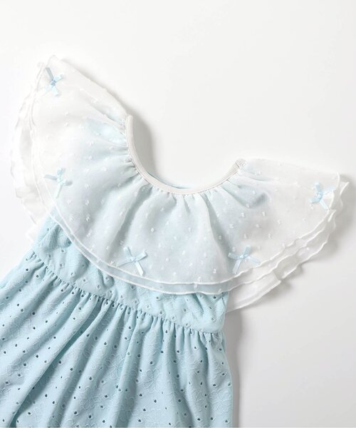 apres les cours（アプレレクール）の「【UVカット】レース・花柄シアーフリルワンピース水着_ジュニア対応（水着・キッズ・サックスブルー/その他3・80/90/100/110/120/130/140）」の13枚目の写真