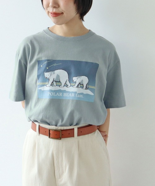 PAR ICI（パーリッシィ）の「【WEB限定】POLAR BEAR fam.Tシャツ（Tシャツ/カットソー・レディース・サックスブルー/グレー/ホワイト・FREE）」の3枚目の写真