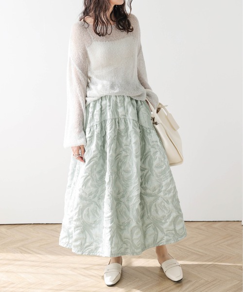 AMELY(エミリー)の「ジャガードフレア ボリュームスカート(スカート・レディース・ブラック/ベージュ/ブルー・フリー)」の14枚目の写真