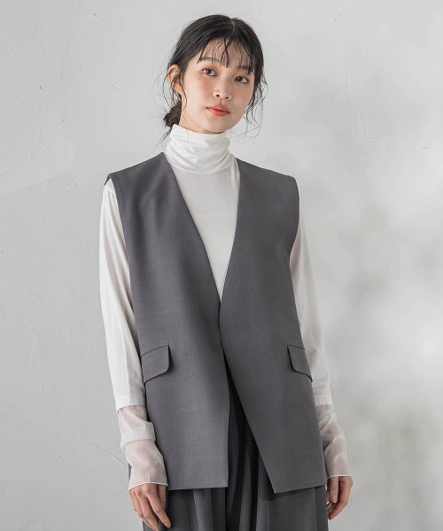 Droite lautreamont(ドロワットロートレアモン)の「ストレッチツイルジレ≪手洗い可能≫(ベスト・レディース・ネイビー/チャコールグレー・M)」の2枚目の写真