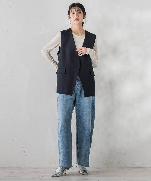 Droite lautreamont(ドロワットロートレアモン)の「ストレッチツイルジレ≪手洗い可能≫(ベスト・レディース・ネイビー/チャコールグレー・M)」の17枚目の写真