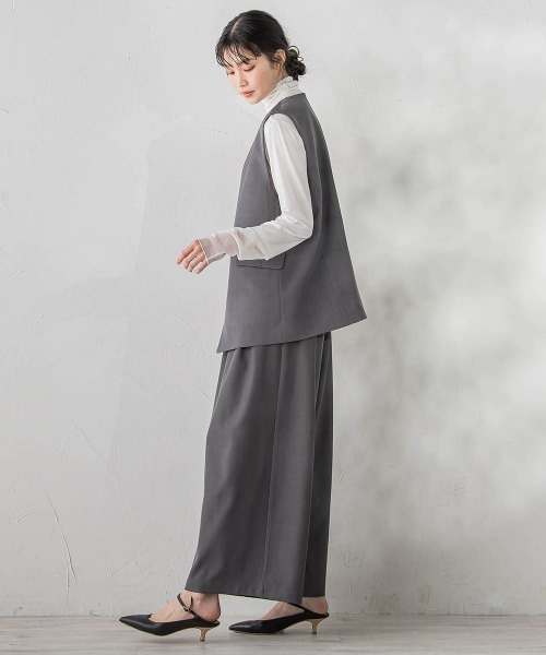 Droite lautreamont(ドロワットロートレアモン)の「ストレッチツイルジレ≪手洗い可能≫(ベスト・レディース・ネイビー/チャコールグレー・M)」の11枚目の写真