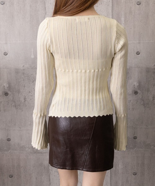Miniministore（ミニミニストア）の「透かし編みニットフレア袖サマーニット春服（ニット/セーター・レディース・ブラック/アイボリー・FREE）」の20枚目の写真