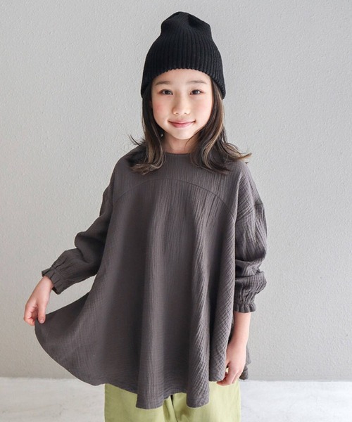 RIO（リオ）の「cononコラボ　ダブルガーゼチュニック（Tシャツ/カットソー・キッズ・スミクロ/アイボリー・100cm/110cm/120cm）」の2枚目の写真