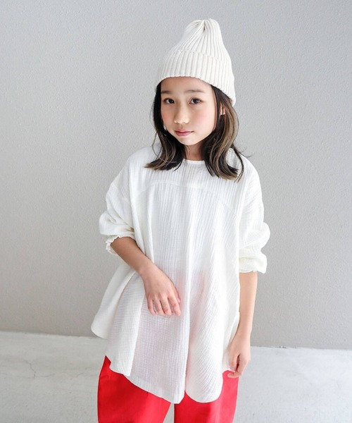 RIO（リオ）の「cononコラボ　ダブルガーゼチュニック（Tシャツ/カットソー・キッズ・スミクロ/アイボリー・100cm/110cm/120cm）」の3枚目の写真