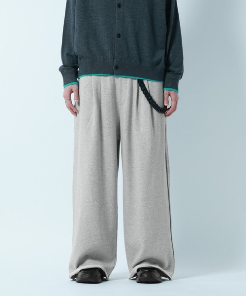 RAGEBLUE（レイジブルー）の「Design Cut Straight Wide Sweat Pants/カットオフストレートワイドスウェットパンツ（スウェットパンツ・メンズ・ブラック/アッシュグレー・MEDIUM/LARGE）」の2枚目の写真