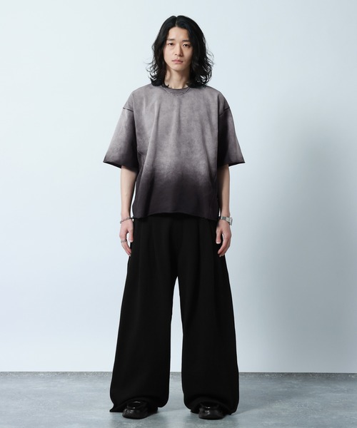 RAGEBLUE(レイジブルー)の「Design Cut Straight Wide Sweat Pants/カットオフストレートワイドスウェットパンツ(スウェットパンツ・メンズ・ブラック/アッシュグレー・MEDIUM/LARGE)」の3枚目の写真