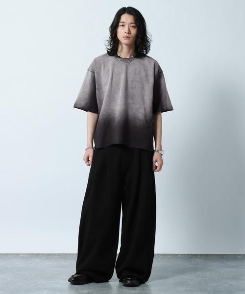 RAGEBLUE(レイジブルー)の「Design Cut Straight Wide Sweat Pants/カットオフストレートワイドスウェットパンツ(スウェットパンツ・メンズ・ブラック/アッシュグレー・MEDIUM/LARGE)」の4枚目の写真