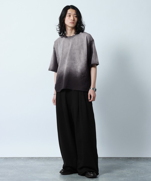 RAGEBLUE(レイジブルー)の「Design Cut Straight Wide Sweat Pants/カットオフストレートワイドスウェットパンツ(スウェットパンツ・メンズ・ブラック/アッシュグレー・MEDIUM/LARGE)」の5枚目の写真