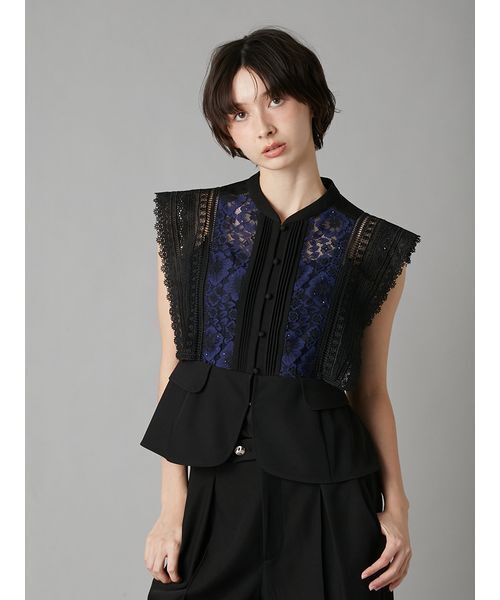 LILY BROWN（リリーブラウン）の「スイッチングレースブラウス（シャツ/ブラウス・レディース・アイボリー/ブラック/ピンク・F）」の7枚目の写真