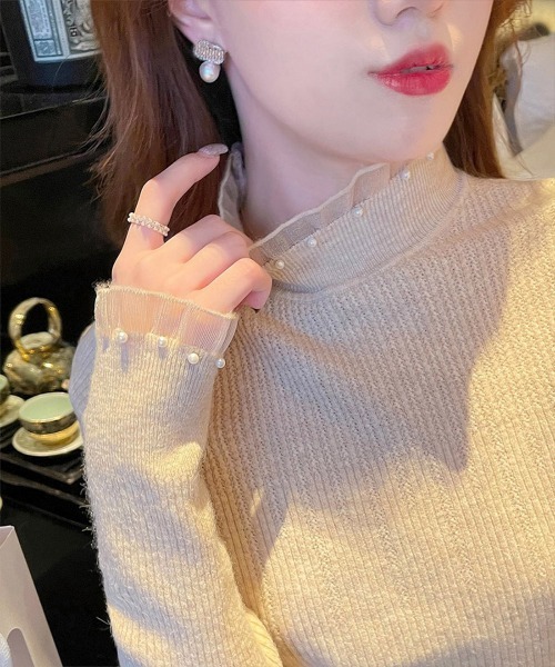 Miniministore（ミニミニストア）の「リブニットトップス ハイネック長袖春秋冬（ニット/セーター・レディース・アイボリー/ブラック/ベージュ/ホワイト・FREE）」の20枚目の写真