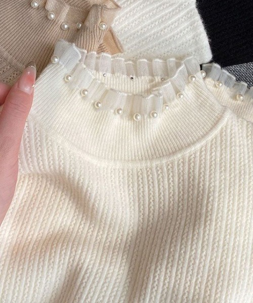Miniministore（ミニミニストア）の「リブニットトップス ハイネック長袖春秋冬（ニット/セーター・レディース・アイボリー/ブラック/ベージュ/ホワイト・FREE）」の22枚目の写真