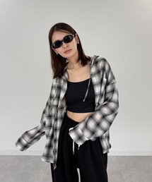 フードビッグチェックシャツ