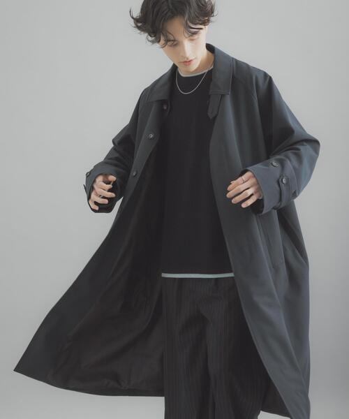 SENSE OF PLACE by URBAN RESEARCH(センスオブプレイスバイアーバンリサーチ)の「バルマカーンルーズコート(ステンカラーコート・メンズ・ベージュ系その他/ベージュ/ネイビー・MEDIUM/LARGE)」の3枚目の写真