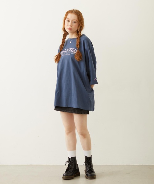 MILKFED.(ミルクフェド)の「【コラボ/ロゴ映え/ビッグシルエット】MILKFED.×CHAMPION LAYER LOGO BIG TEE(Tシャツ/カットソー・レディース・ブラック/ライトブルー/オートミール/ネイビー・ONE SIZE)」の18枚目の写真