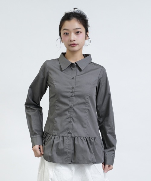 FCMM（エフシーエムエム）の「【日本限定】PEPLUM BLOUSE / ペプラムブラウス（シャツ/ブラウス・レディース・チャコールグレー/オフホワイト・MEDIUM/SMALL）」の14枚目の写真
