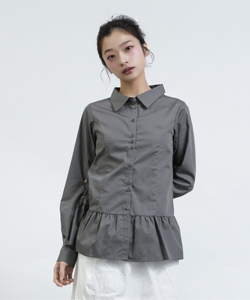 FCMM（エフシーエムエム）の「【日本限定】PEPLUM BLOUSE / ペプラムブラウス（シャツ/ブラウス・レディース・チャコールグレー/オフホワイト・MEDIUM/SMALL）」の16枚目の写真