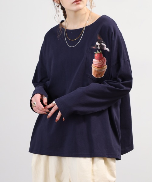 BARNDOOR(バーンドア)の「天竺アニマルポケロンT 26SS(Tシャツ/カットソー・レディース・グレー系1/ホワイト系1/グレー系2/ホワイト系2/ネイビー系1/ネイビー系2・FREE)」の5枚目の写真