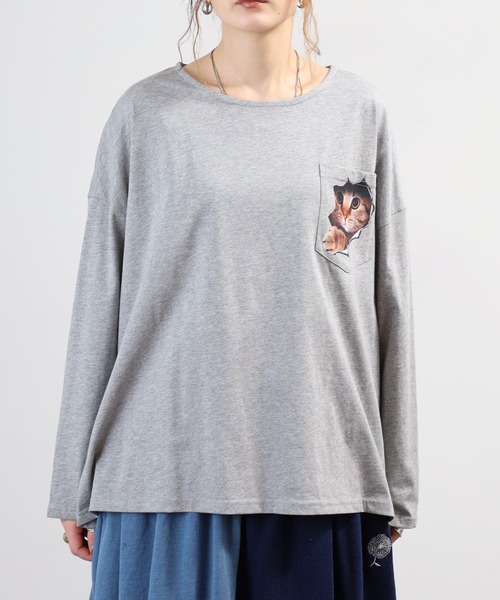 BARNDOOR(バーンドア)の「天竺アニマルポケロンT 26SS(Tシャツ/カットソー・レディース・グレー系1/ホワイト系1/グレー系2/ホワイト系2/ネイビー系1/ネイビー系2・FREE)」の21枚目の写真